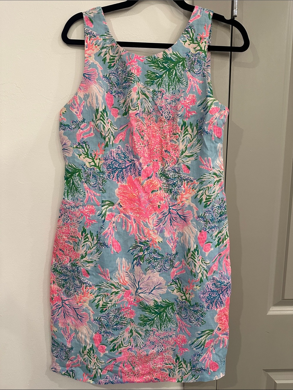 Lilly Pulitzer Light Blue Tank Floral Shift Dress with Pink & Green
